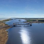 Ponte sobre o Lago Garzón, no Uruguai: formato de rotatória pôs fim ao impasse sobre a viabilidade da obra