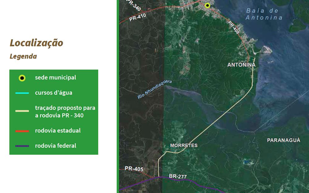 Infográfico com o traçado do novo trecho da PR-340, com pouco mais de 10 quilômetros