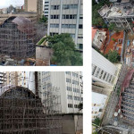 Teatro Digital: cúpula esférica com placas de cobre, para receber membrana de concreto