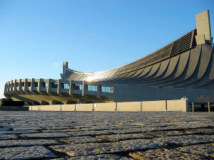 Ginásio Nacional de Tóquio: projetado em 1964, por Kenzo Tange, vai sediar competições das olimpíadas de 2020. Crédito: Pinterest.
