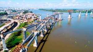 Complexo viário conta com 7,3 quilômetros em obras de arte especiais em trecho fluvial Crédito: Consórcio Ponte do Guaíba