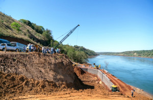 Estrutura que vai sustentar um dos pilares da Ponte da Integração já está em obras, no lado brasileiro Crédito: Itaipu Binacional
