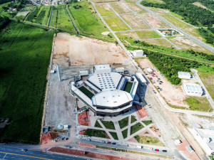 Arena Petry, em Santa Catarina, consumiu 6.179,44 m³ de concreto pré-fabricado. Crédito: PROAÇO 