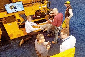 Pavimentadoras chamaram a atenção dos visitantes e foram destaque no World of Concrete 2020. Crédito: Gomaco