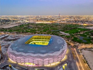 Popularmente chamada de Diamante do Deserto, o Education City Stadium é considerada a arena mais sustentável do mundo Crédito: Qatar 2022