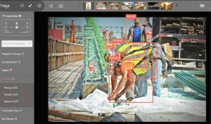 Software mapeia se trabalhadores da construção civil estão mantendo o distanciamento social no local da obra
. Crédito: Smartvid.io