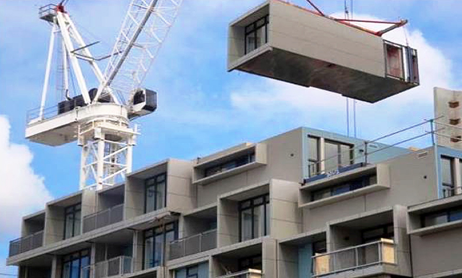 Tecnologia Prefabricated Prefinished Volumetric Construction (PPVC) (Construção Volumétrica Pré-fabricada) utiliza módulos que se encaixam
Crédito: Banco de Imagens