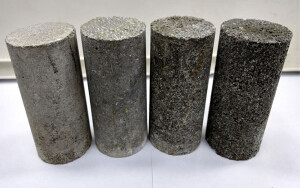 Corpos de prova de concreto leve com areia desenvolvida na Feevale, a partir de resíduos de couro Crédito: Feevale