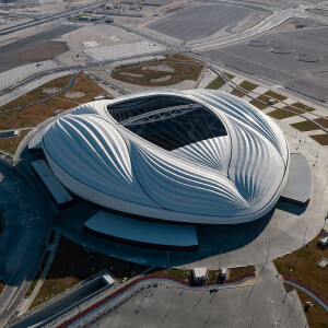 O estádio Al Janoub fica na cidade de Al Wakrah e foi projetado para 40 mil lugares Crédito: Qatar's Supreme Committee for Delivery & Legacy