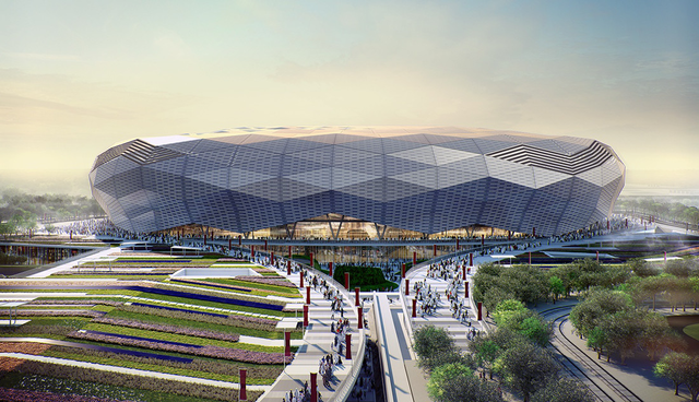 Fachada dourada marca estádio da final da Copa do Mundo do Catar